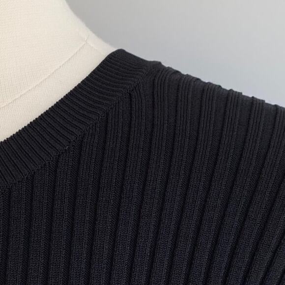 Maje Meely Black Ribbed White Open Back Tie Crewneck Sweater Pullover sz 3, US L - Picture 6 of 9
